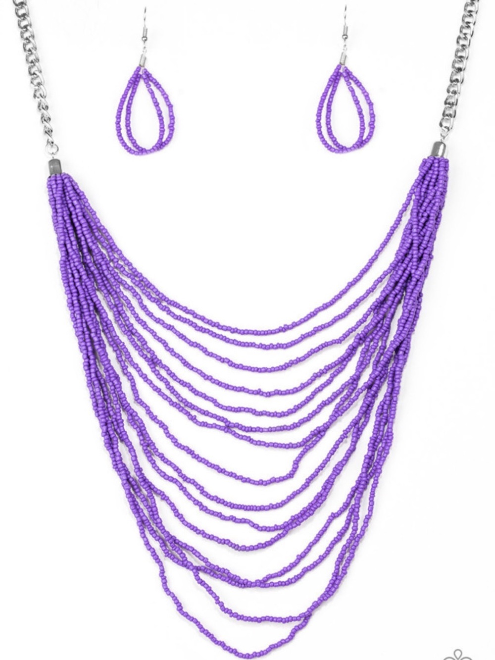 Multi-Colored Multi-Strand Beaded Necklace & Earrings Set